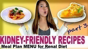'Best Kidney Diet 2019 Part 3 - Recipes for Renal Diet Full Menu'