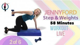 'Step and Weights Workout Series 2 of 6 | Total Body Fitness | 3 Step Combos Sweaty Fitness | 55 min'