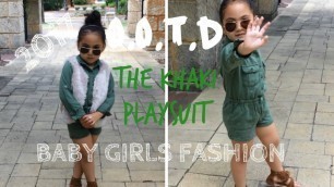 '2017 FALL OOTD KHAKI PLAYSUIT FASHION OUTFIT FOR BABY GIRL KIDS'