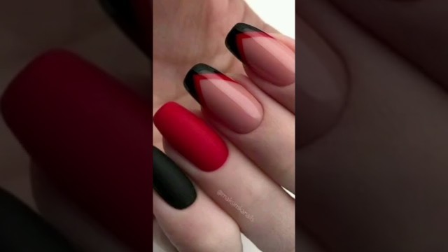 'black n red heart shape nail art...# u tube shorts...