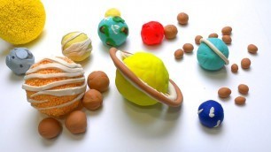'DIY How to make Play Doh Solar System Planets & its Moons How many Moons in universe Play dough'