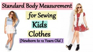 'Standard Body Measurement for Sewing Kids Clothes | Kids (Newborn to 12 Years ) Clothing Size Chart'