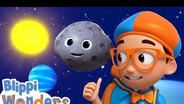 'Blippi Explores Space and Planets | Blippi Wonders | Cartoons for Kids | Moonbug Kids Playground'