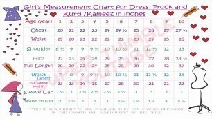 'Measurement Chart for Girls (1- 10 year) drafting'
