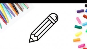 'How to draw A Pencil for kids. bolalar uchun qalam chizish va rang berish l Easy Art For Kids Hub'