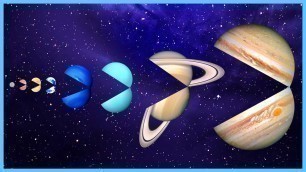 'Hungry Planets | Planet SIZES for BABY | Funny Planet comparison Game for kids | 8 Planets sizes'