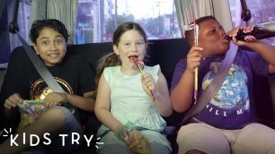 'Kids Try Road Trip Snacks on the Road | Kids Try | HiHo Kids'