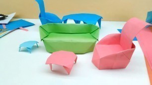 'Dollhouse furniture Easy to Make Origami Sofa Instructions For Kids DIYS Modern Sofa 소파를 만드는 방법'