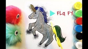'Unicorn with Glitter coloring | DOG | worm | BEE | Art for Kids hub Unicorn'
