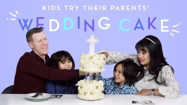 'Kids Try Their Parents\' Wedding Cake | Kids Try | HiHo Kids'