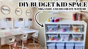 'DIY BUDGET KID SPACE ORGANIZE AND DECORATE WITH ME CRAFT SPACE TOY ORGANIZATION HOMESCHOOL KIDS DESK'