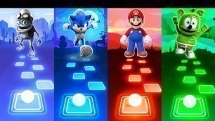 'Crazy Frog vs Sonic vs Mario vs Gummy Bear  -  Tiles Hop EDM Rush'