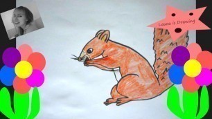 'How to draw a cute squirrel |  Coloring and painting art hub for kids | Easy drawing step by step'