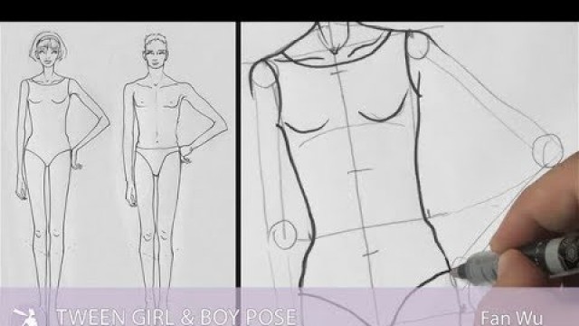 'How to Draw the Tween Girl and Boy Pose - A Fashion Design Lesson Preview'