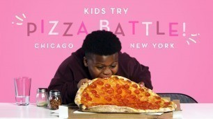 'Kids Try Pizza Battle! New York Thin Crust vs. Chicago Deep Dish | Kids Try | HiHo Kids'