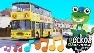 'Party On The Party Bus｜NEW Kids Song｜Gecko\'s Real Vehicles Music｜Trucks For Children'