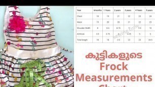 'Kids frock measurement in Malayalam || Frock stitching ||Measurement Chart'