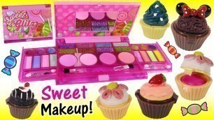 'Sweet Treat MAKEUP! Candy Makeup Vanity! Cupcake Lip Glosses! Minnie Ice Cream Scented! Beauty FUN'