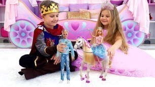 'Diana and Roma play with Barbie Toys from Barbie Princess Adventure'