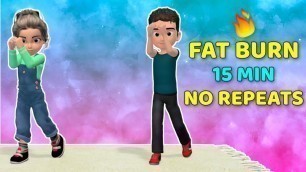 '15-MIN FAT BURNING EXERCISE FOR KIDS - FULL BODY, NO REPEAT'