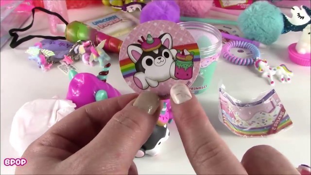 'BubblePOP Kids! UNICORN Surprise Package BOX OPENING! SLIME, Putty, Food, Beauty Sets, Lip BALM, Bub'