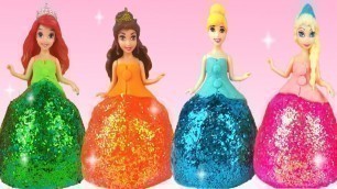 'DIY Play Doh Glitter Disney Princess Dresses Magiclip Modeling Clay for Kids Elsa, Ariel'