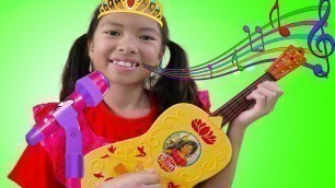 'Wendy Pretend Play w/ Guitar Toy as Disney Princess Elena & Sings Nursery Rhymes Kids Songs'