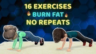 '16 FAT BURNING EXERCISES FOR KIDS (NO REPEATS)'