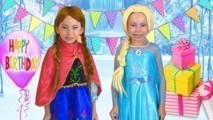 'Alice Pretend Princess & preparing celebrating Happy Birthday for Frozen Elsa'