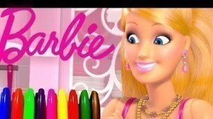 'BARBIE Princess w/ Disney Princesses Coloring Pages Kids Videos Learning Colours Fun Art'