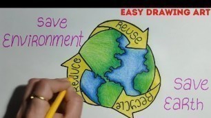 'how to make recycle reuse reduce poster drawing || save earth save environment 3R farmula drawing'