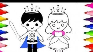 'How to draw and Color Little king and Princess|Kids Coloring Book Learning Colours Fun Art'