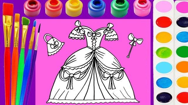 'Princess Dress Coloring Page for Kids to Learn Colors for Children'