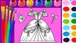 'Princess Dress Coloring Page for Kids to Learn Colors for Children'