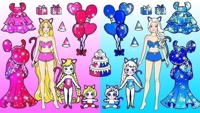 'Pink And Blue Disney Princess Birthday Dress Up - Paper Barbie Dress Up | Woa Doll American Kids'
