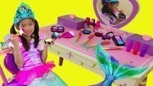 'Emma Pretend Play Dress Up Disney Princess Ariel Little Mermaid Tail Makeup Girl Toys'