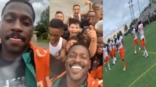 Antonio Brown Pulls Up To Local Football Game And The Kids Go Nuts!