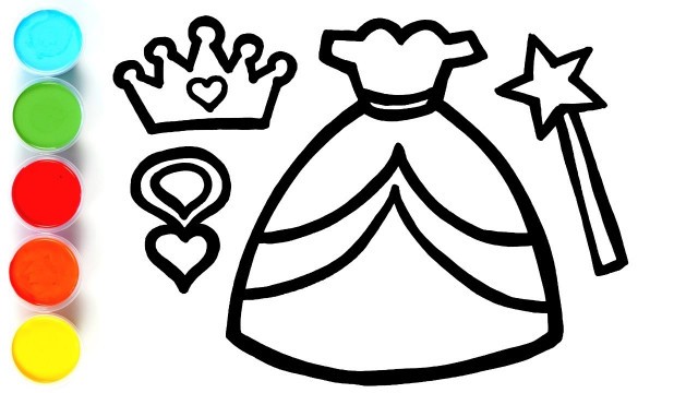 'Princess Dress Set Drawing, Painting, Coloring for Kids & Toddlers | Watercolor Paint'