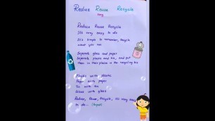'Reduce, Reuse and Recycle Song for children/ 3R\'s song'