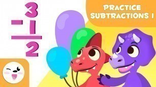 'Subtraction exercises for kids - Learn to subtract with Dino and Saury - Mathematics for kids'