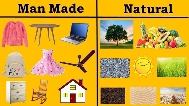 'Man Made V.S Natural things for kids | 