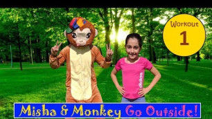 'EXERCISE & GAMES For Children - Misha and Monkey Kids Outdoor Fitness (Episode 1)'