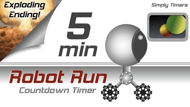 '5 min racing robot countdown timer with exploding ending'