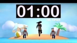 '1 Minute Timer with Music for Kids! Countdown Timer 1 Minute with Alarm for Children, Pirates, Class'