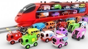 'Colors for Children to Learn with Train Transporter Toy Street Vehicles - Educational Videos'