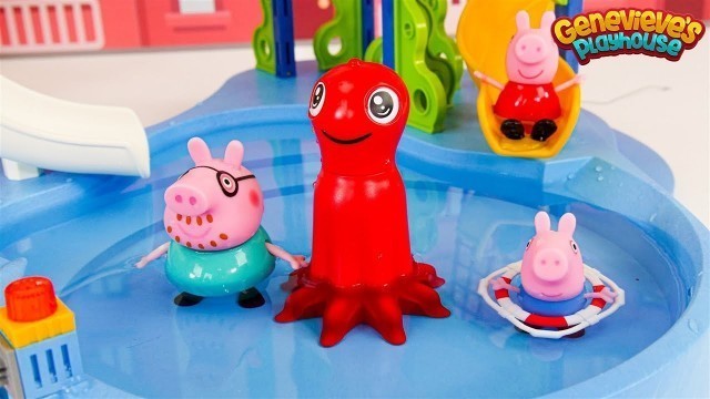 'Peppa Pig Toy Learning Video for Kids - Peppa Pig Gets a New Pool and Goes Swimming!'