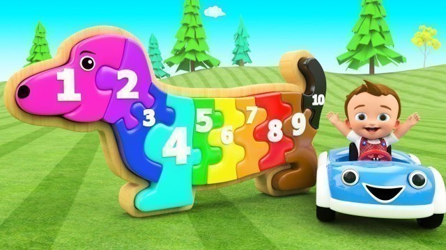 'Dog Wooden Puzzle Toy Set 3D - Little Baby Fun Learning Colors & Numbers for Children Kids Education'