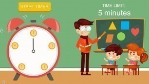 '5 Minute Timer with Animated Alarm Clock and Child Friendly Graphics'