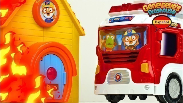 'Video Educativo para Niños! Juguetes Pororo the Little Penguin Fire Truck!'