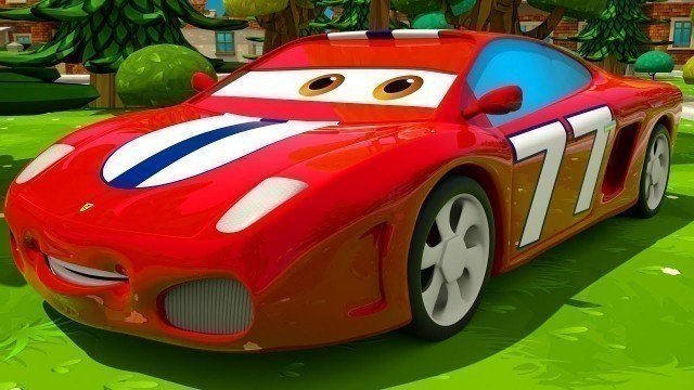 'Red Race Car & Yellow Tow Truck - First Race | Motorville - 3D Cars Cartoon for Kids'